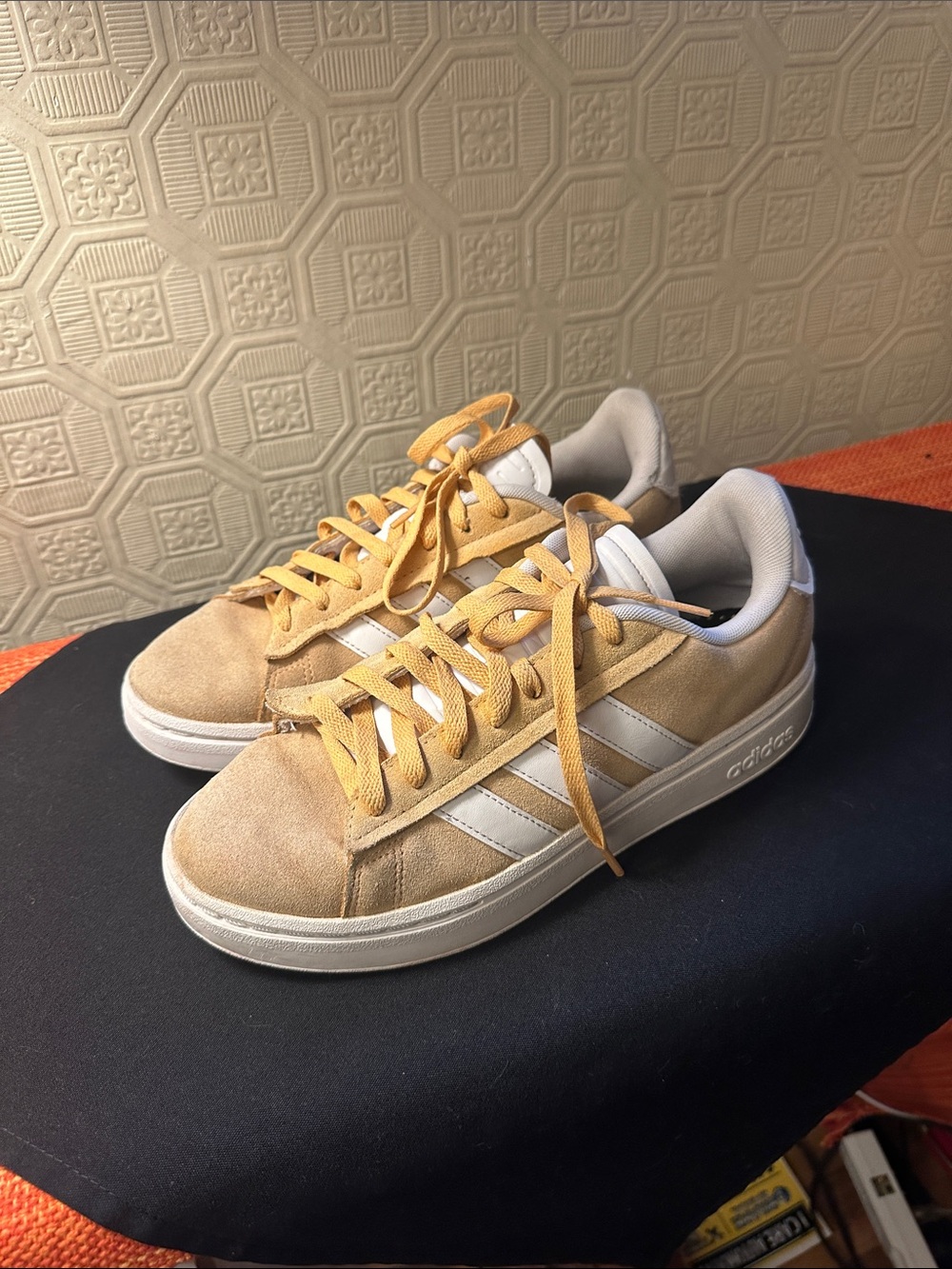 adidas Suede Low-Top Sneakers in Yellow and White
